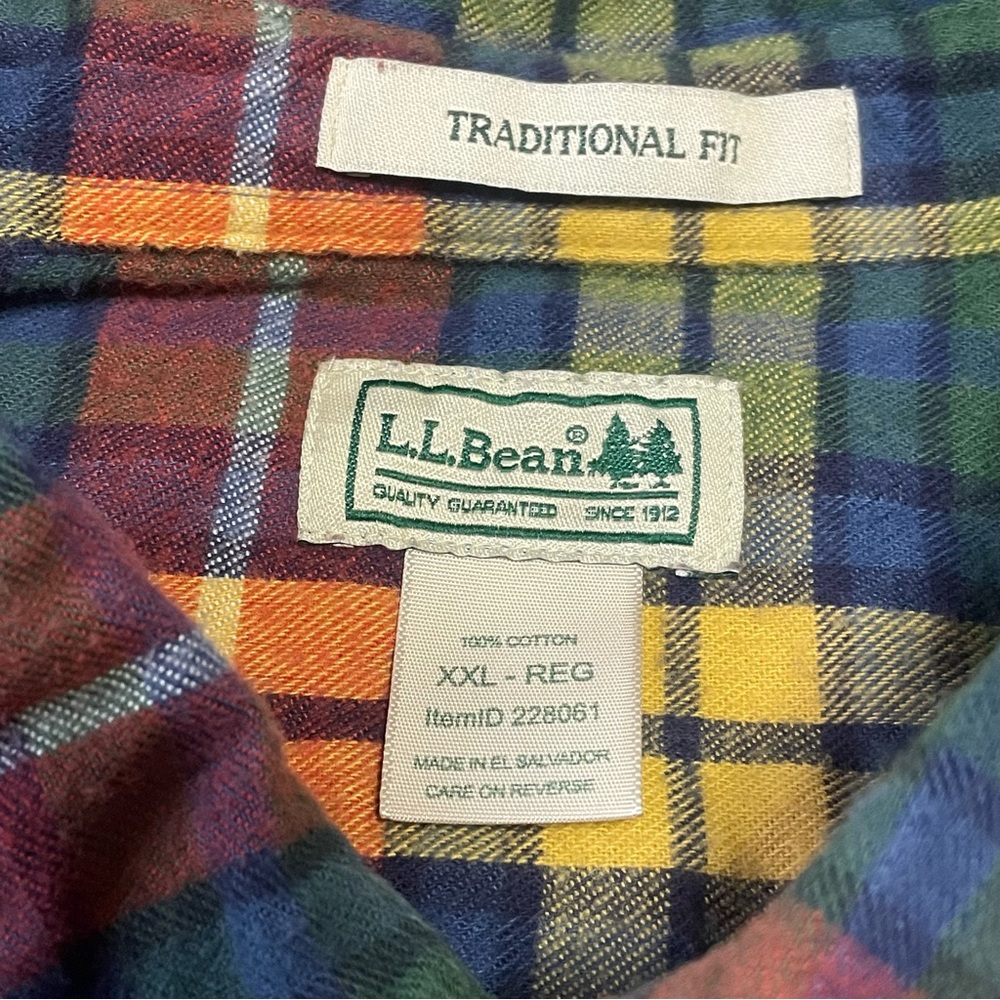 Men’s LL Bean Scotch Plaid Flannel Shirt Size XXL - Picture 3 of 3